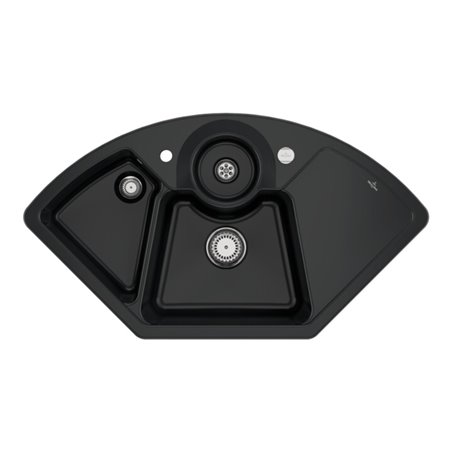 V&B Eckspüle Solo Eck m Abl.garn, Exzenter, pure black