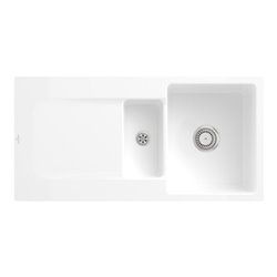 V&B bündige Spüle Siluet 60 R Flat mit Ablaufgarnitur, Handbetätigung, weiß