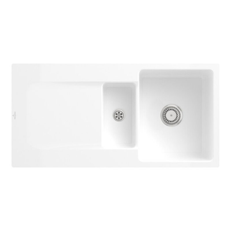 V&B bündige Spüle Siluet 60 R Flat mit Ablaufgarnitur, Handbetätigung, weiß