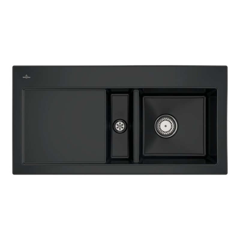 V&B Spüle Subway 60 re, m Abl.garn, Hand., pure black