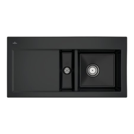 V&B Spüle Subway 60 re, m Abl.garn, Hand., pure black