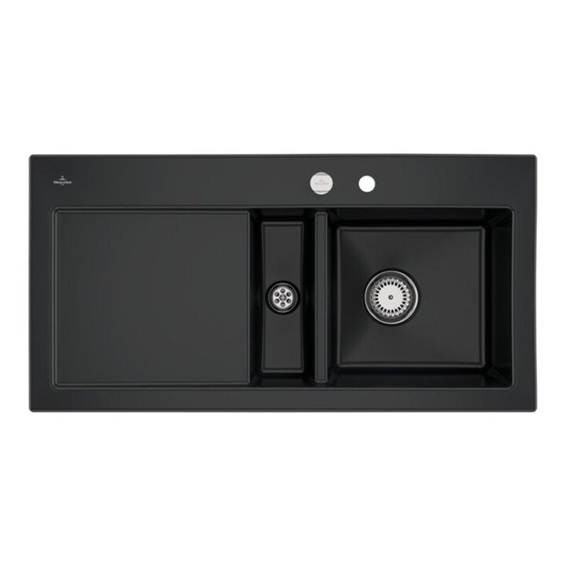 V&B Spüle Subway 60 re, m Abl.garn, Exzenter, pure black