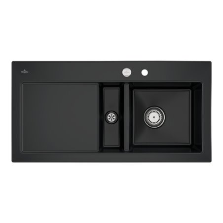 V&B Spüle Subway 60 re, m Abl.garn, Exzenter, pure black