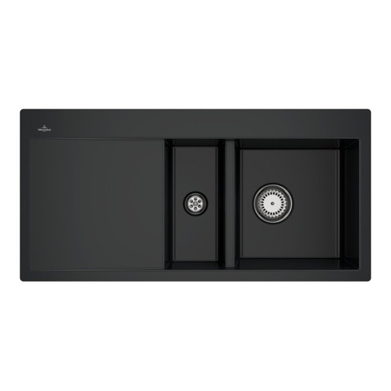 V&B Flächenbündige Spüle Subway 60 Flat re, m Abl.garn, Hand., pure black