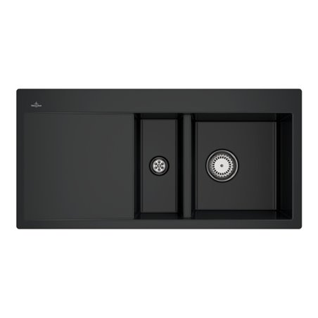 V&B Flächenbündige Spüle Subway 60 Flat re, m Abl.garn, Hand., pure black