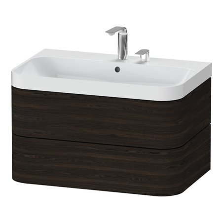 Duravit Möbelwaschtisch Happy D.2 Plus 77,5x49cm, 2 HL, Nussb geb., 2 Schubk.