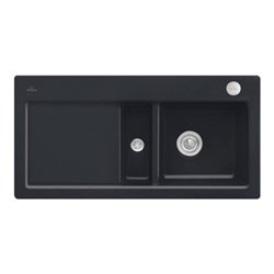 V&B Flächenbündige Spüle Subway 60 Flat re, m Abl.garn, Exzenter, pure black