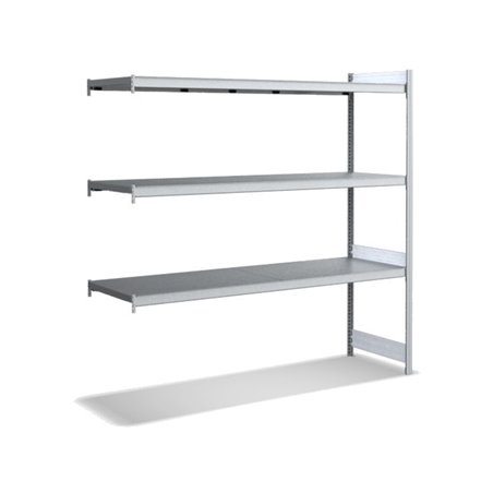 Bito Großfachregal, Anbaufeld Set, 350kg, Fachboden, 3 Ebenen, glanzverzinkt