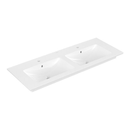 V&B Möbel-Doppelwaschtisch VENTICELLO 130x50cm, 2 HL, m Überlauf, weiß C-plus