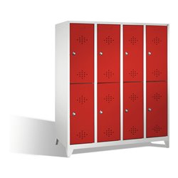 C+P Doppelstockspind Classic auf Füßen 8 Fächer Front Rubinrot Korpus Lichtgrau