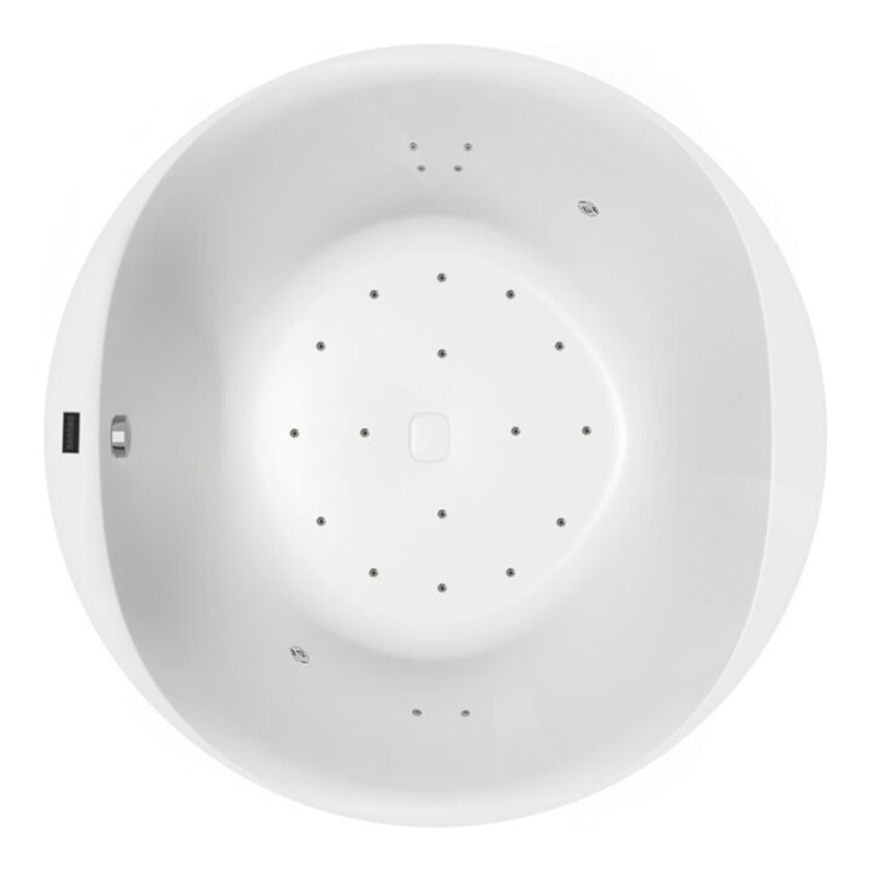 Hoesch Whirlpool iSensi Rund 1500 Monolith,Airsyst Überlaufschlitz Chrom., BW Weiß-Schwarz