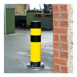 Moravia Rammschutz-Poller SWING, drehbar, Stahl,  gelb/schw., zum Aufdübeln, 159 mm
