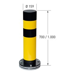 Moravia Rammschutz-Poller SWING, drehbar, Stahl,  gelb/schw., zum Aufdübeln, 159 mm