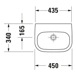 Duravit Handwaschbecken D-Code Med 45x34cm, m HL, o. ÜL, we., m Hahnl.