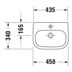 Duravit Handwaschbecken D-Code Med 45x34cm, m HL, o. ÜL, we., m Hahnl.
