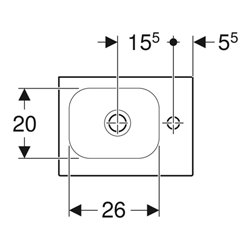 Geberit Handwaschbecken iCon Light 38x28cm, o. ÜL, Hahnl. rechts, weiß matt