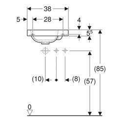Geberit Handwaschbecken iCon Light 38x28cm, o. ÜL, Hahnl. rechts, weiß matt