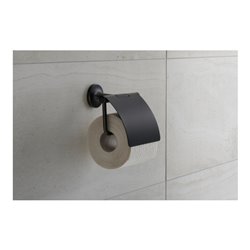 Duravit Papierrollenhalter Starck T 12,5x8,3cm, mit Deckel, schwarz matt