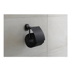 Duravit Papierrollenhalter Starck T 12,5x8,3cm, mit Deckel, schwarz matt