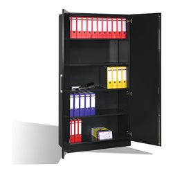 C+P Aktenschrank Asisto mit Drehtüren und 5 Ordnerhöhen Schwarzgrau