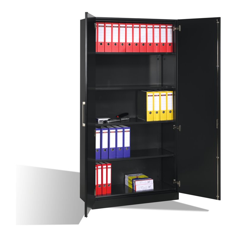 C+P Aktenschrank Asisto mit Drehtüren und 5 Ordnerhöhen Schwarzgrau