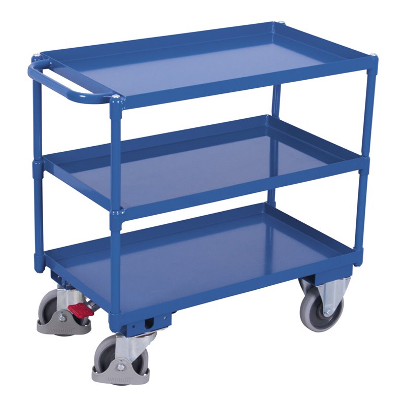 VARIOfit Tischwagen mit 3 Ladeflächen, Schiebegriff waagerecht