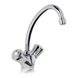 Clage Zweigriffarmatur SNT m schw. Ausl. 15cm, ch, f druckl. WW-Ger