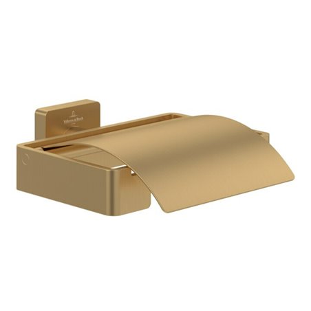 V&B Toilettenpapierhalter Elements Striking 131x45x115mm, mit Deckel, brushed gold