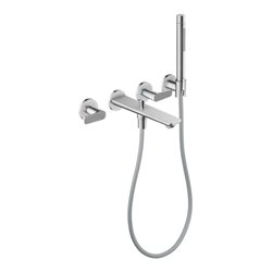 hansgrohe 3-Loch-Wannenarmatur Axor Citterio cubic cut, chrom, UP Wandmontage