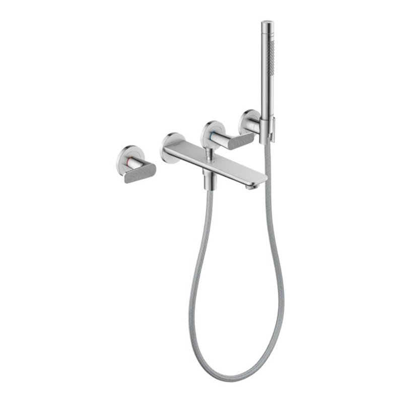 hansgrohe 3-Loch-Wannenarmatur Axor Citterio cubic cut, chrom, UP Wandmontage