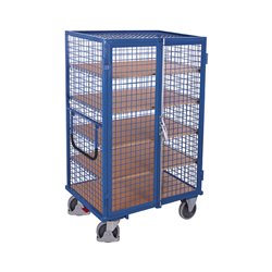 VARIOfit Etagenwagen fest verschweißt, 4 Etagenböden, Drahtgitterwände, Doppelflügeltür mit Basquille-Verschluss