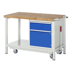 Rau Werkbank mit absenkbarem Fahrgestell 8152 880 mm Buche-Massiv-Platte 700 mm