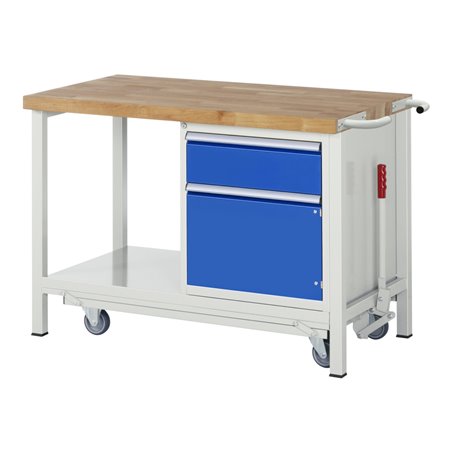 Rau Werkbank mit absenkbarem Fahrgestell 8152 880 mm Buche-Massiv-Platte 700 mm