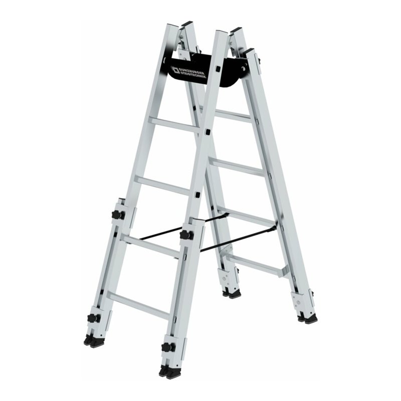 MUNK Aluminium-Stehleiter treppengängig 4 ausschiebbaren Holmen