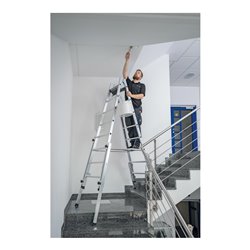 MUNK Aluminium-Stehleiter treppengängig 4 ausschiebbaren Holmen