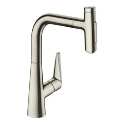 hansgrohe Spültisch-Einhebelmischer 220 Talis Select M51 m Ausziehbr., 2jet, sBox, Edelstahl-Optik