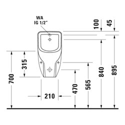 Duravit Urinal No. 1 30,5x29cm, Zul. v hi., riml., we, o. Fl