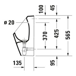 Duravit Urinal No. 1 30,5x29cm, Zul. v hi., riml., we, o. Fl