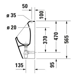Duravit Urinal No. 1 30,5x29cm, Zul. v ob, riml., we, o. Fl