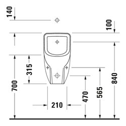 Duravit Urinal No. 1 30,5x29cm, Zul. v ob, riml., we, o. Fl