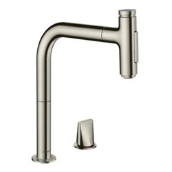 hansgrohe 2-Loch-Spültisch-Einhebelmischer 200 Metris Sel. M71 m Ausziehbr., 2jet, sBox, Edelstahl-Optik
