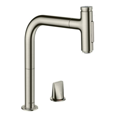 hansgrohe 2-Loch-Spültisch-Einhebelmischer 200 Metris Sel. M71 m Ausziehbr., 2jet, sBox, Edelstahl-Optik