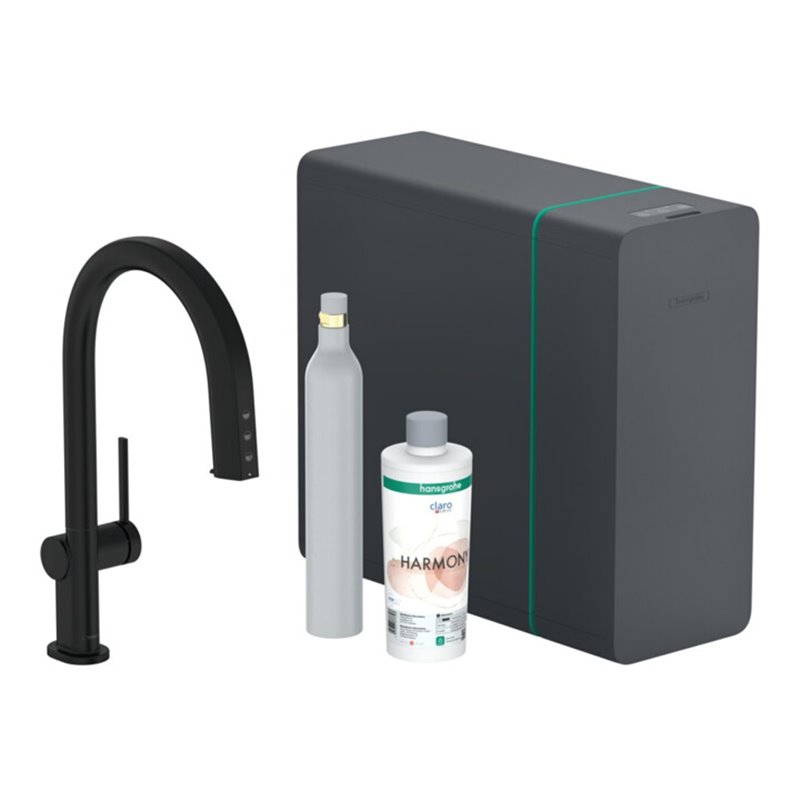 hansgrohe Spültisch-Einhebelmischer Aqittura M91 SodaSys 210, Ausl, Start Set, matt-sw