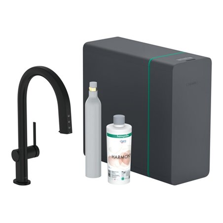 hansgrohe Spültisch-Einhebelmischer Aqittura M91 SodaSys 210, Ausl, Start Set, matt-sw