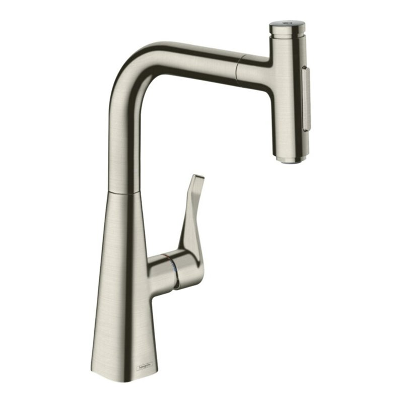 hansgrohe Spültisch-Einhebelmischer 240 Metris Select M71 m Ausziehbr., 2jet, sBox, Edelstahl-Optik
