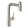 hansgrohe Spültisch-Einhebelmischer 240 Metris Select M71 m Ausziehbr., 2jet, sBox, Edelstahl-Optik