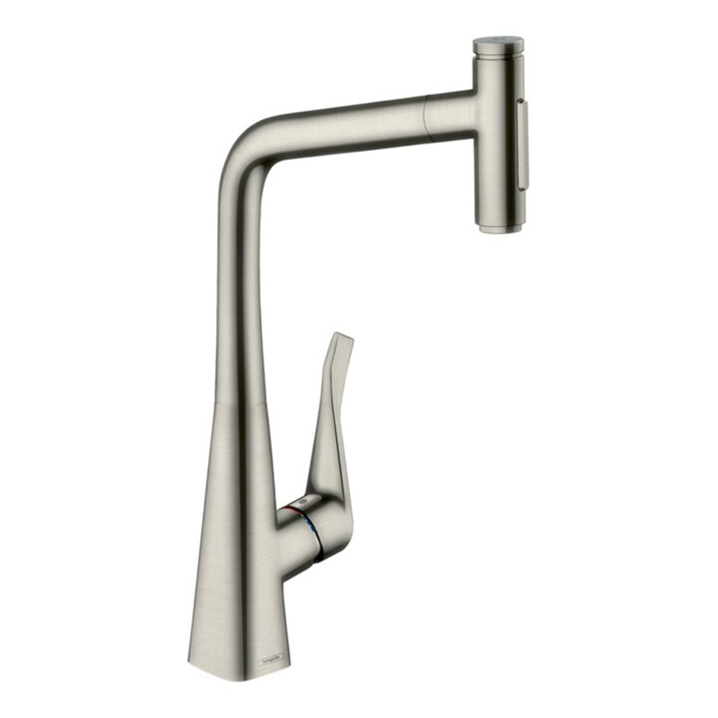 hansgrohe Spültisch-Einhebelmischer 320 Metris Select M71 m Ausziehbr., 2jet, sBox, Edelstahl-Optik