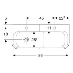Geberit Spiel/Waschlandschaft Bambini 90cm, 2 WP, tief. Beck. li, w-a, o. Dek.