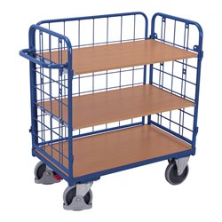 VARIOfit Etagenwagen, niedrig, 3 Gitterwände, 3 Ladeflächen