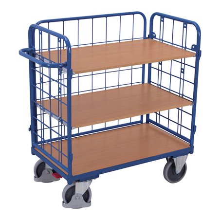 VARIOfit Etagenwagen, niedrig, 3 Gitterwände, 3 Ladeflächen